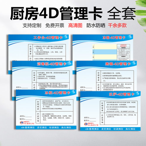 4d厨房全套食堂卫生检查提示牌
