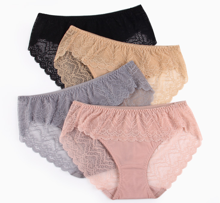 甜美风透明中腰大码包臀三角裤