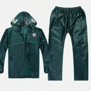 大渔渔友牌户外雨衣雨裤分体pvc海胶布珠绿成人上衣单件裤子套装