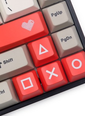 机械键盘红色爱心像素ESC键帽方向键R1透光OEM高度回车键MAC键