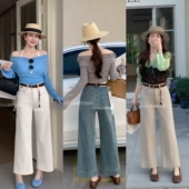 柔柔家小个子新款 D7065 弹力高腰显瘦九分直筒裤 牛仔裤 女2026春季