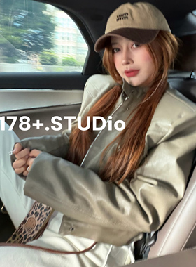 8178家实拍高级感工装外套立领秋冬时尚松百搭洋皮衣羽绒服8318