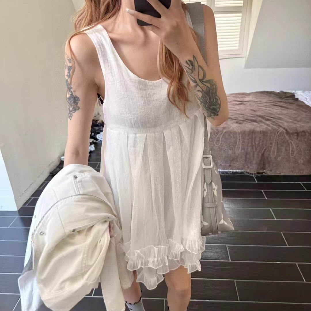 GOD财神家木耳花边背心裙