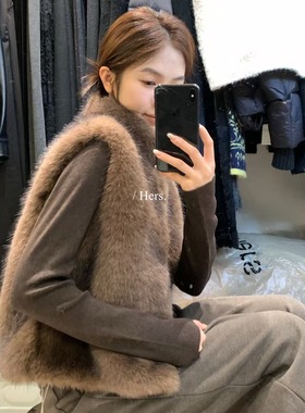 【Hers】秋冬保暖加厚马甲皮毛一体毛毛外套仿皮草马夹背心92519