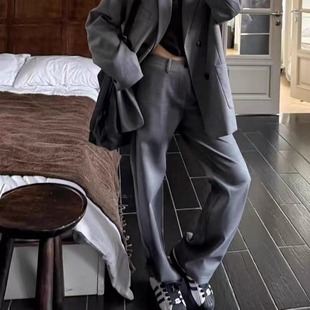 女2025新款 套装 老钱风两件套250508 高级感灰色西装 GOD财神家正版