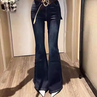 柔柔家高个子加绒加厚牛仔裤 1331 高腰弹力紧身显瘦百搭拖地喇叭裤