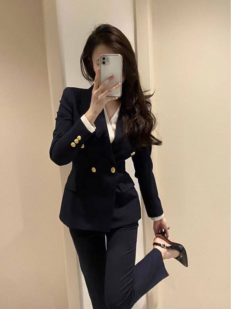 正装女套装公务员教师面试工作服春秋黑色职业时尚西装高端商务潮