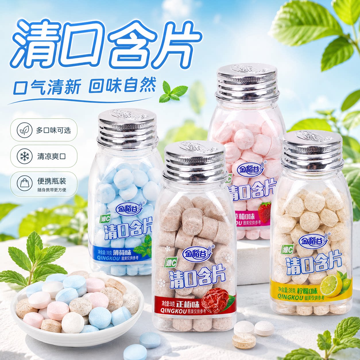 清口含片8瓶口气清新糖果零食图片