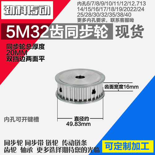 劲科铝合金同步htd5m32直径