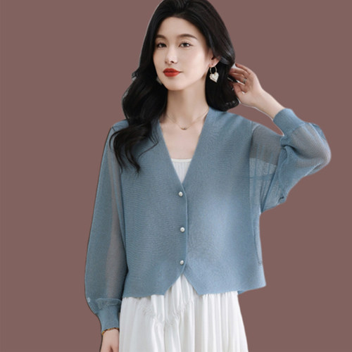 桑蚕丝针织开衫女防晒披肩外套