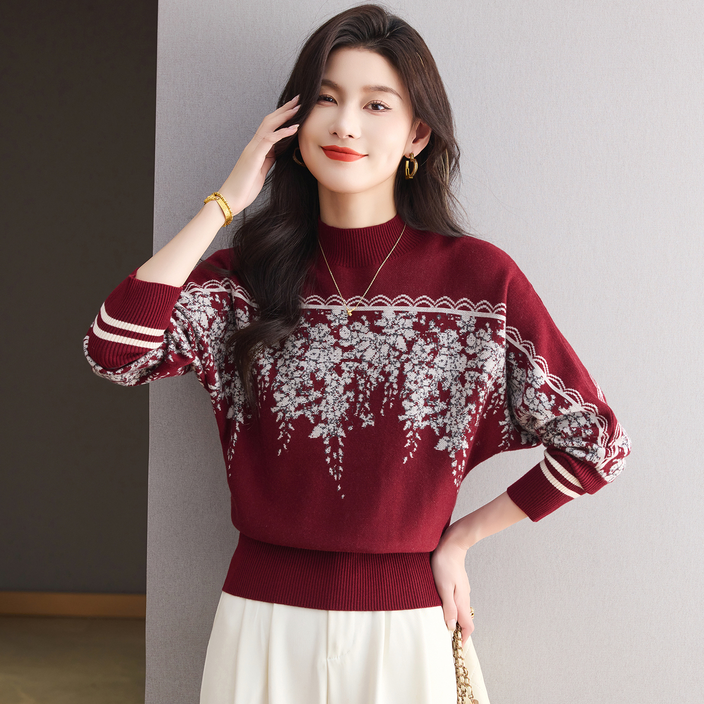 2025新款蝙蝠袖宽松显瘦毛衣女