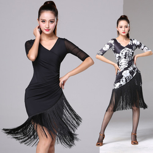 拉丁舞连衣裙摩登舞演出服三步踩摩登舞舞蹈服跳舞服交谊舞