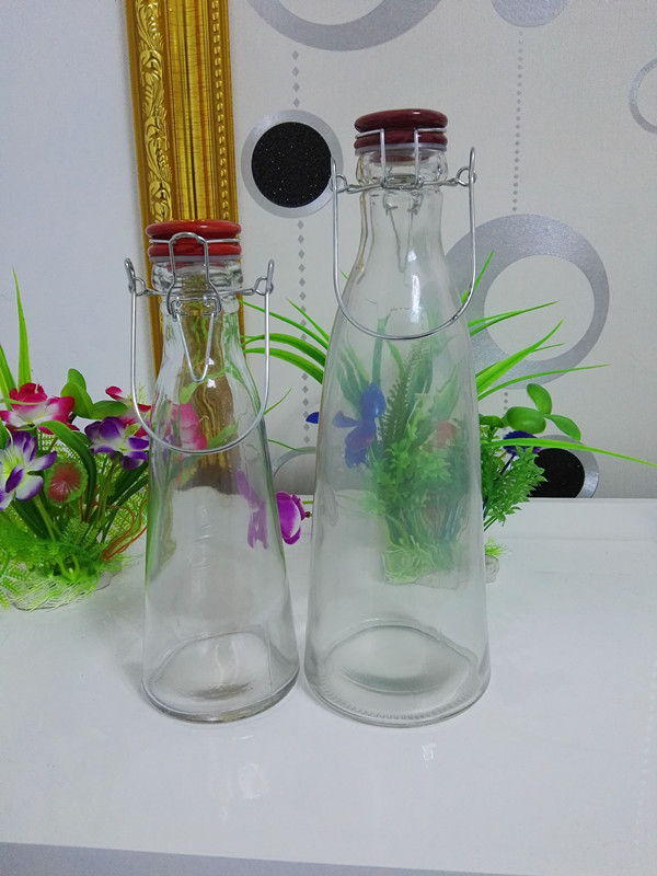 手提储物罐酸奶有盖玻璃瓶子
