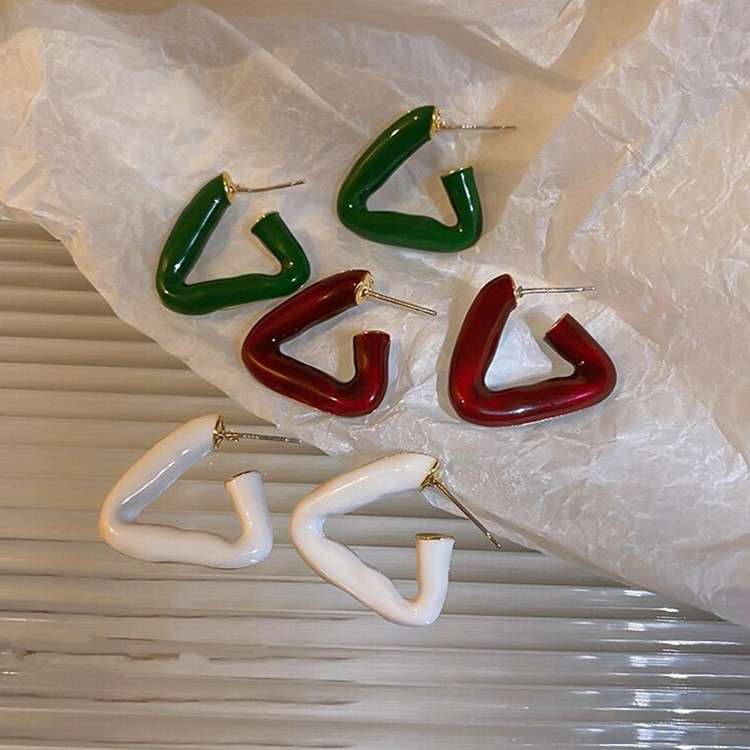 BV欧美高级感珐琅滴釉三角形耳环