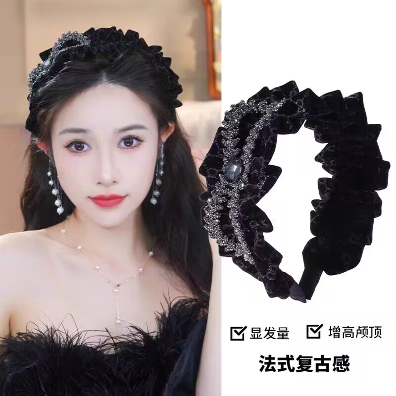 麦穗丝绒水钻蝴蝶结发箍女2023年图片