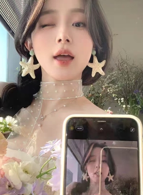 银针编织海星耳钉小众个性时尚百搭耳环女简约高级感气质耳饰