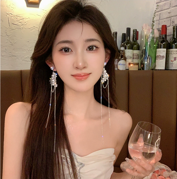 甜媚大小姐珍珠流苏耳饰女耳坠