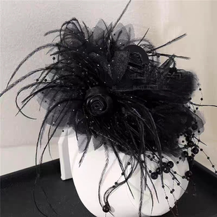 满天星花朵羽毛蓬松抓夹显发量头饰后脑勺鲨鱼夹公主头发卡夹子女