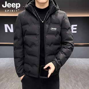 JEEP SPIRIT吉普羽绒服男款冬季加肥加大码连帽外套胖子肥佬冬装