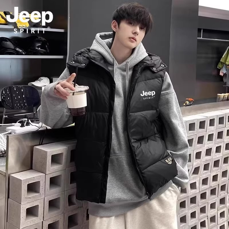 JEEP SPIRIT吉普羽绒马甲男冬季加厚白鸭绒外穿背心情侣马夹外套