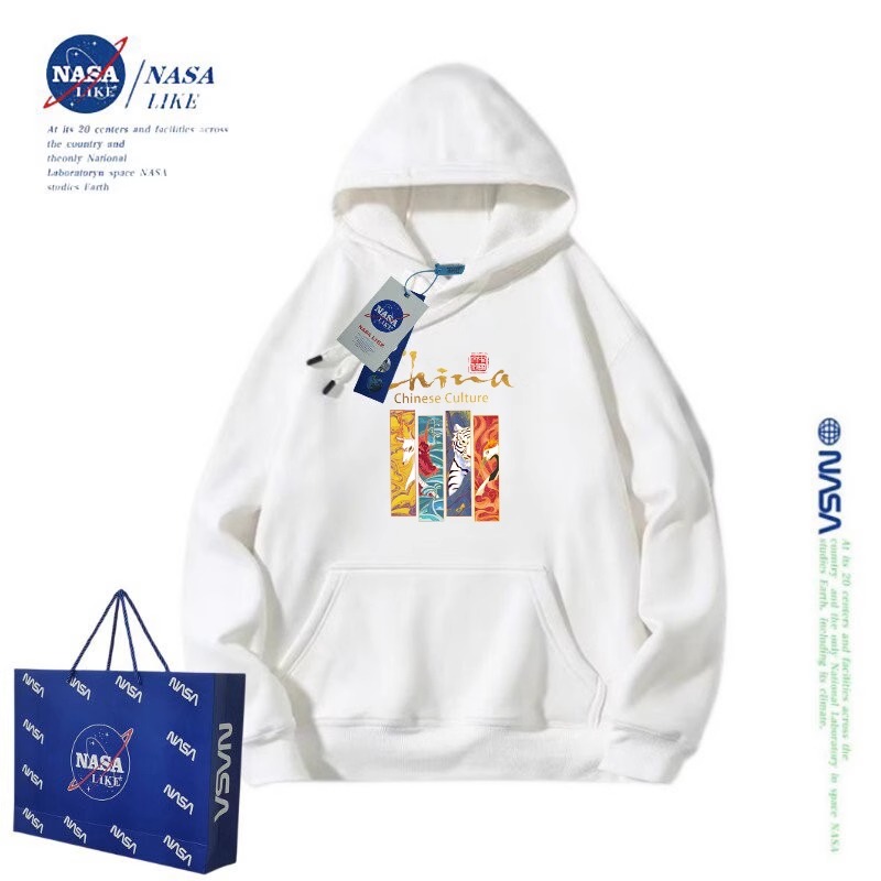 NASA联名中国风儿童连帽卫衣春秋童装男童女童加绒上衣亲子装外套