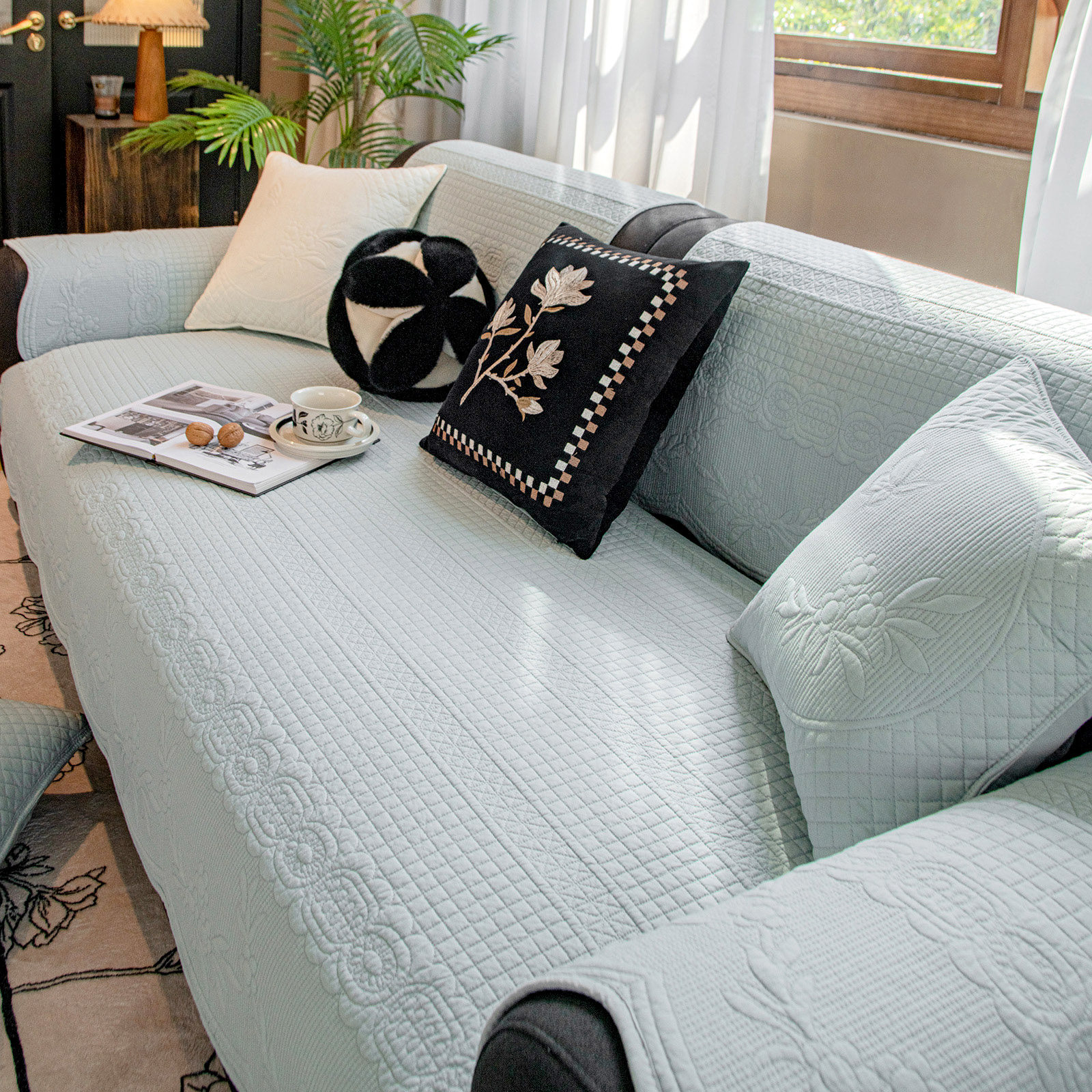 寒号鸟水洗棉异形沙发垫四季通用不规则直排坐垫防尘防滑多尺寸选