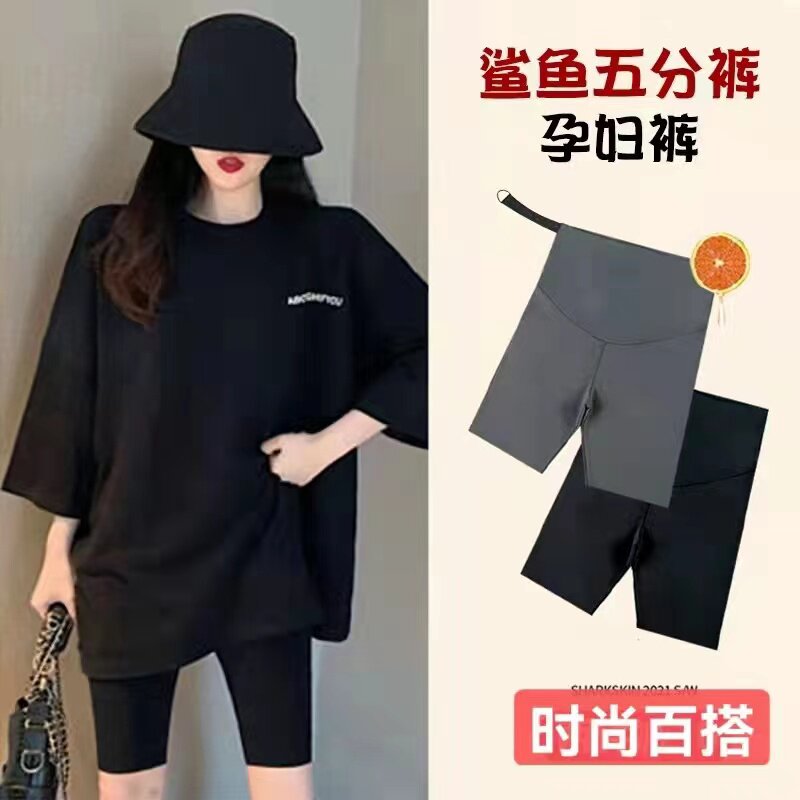 孕妇夏季鲨鱼裤薄款时尚打底裤图片