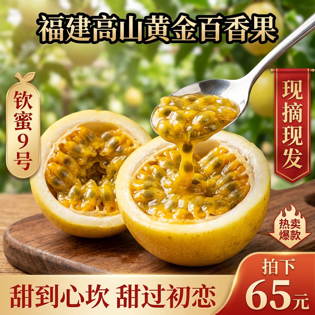 福建特级黄金百香果钦蜜9号新鲜水果5斤装孕妇大果包邮现摘西番莲