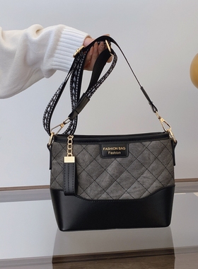 小C&K流行菱格流浪包2025新款撞色单肩斜挎包高级质感女包