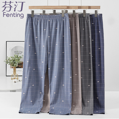 男士纯棉宽松居家睡裤中老年夏季