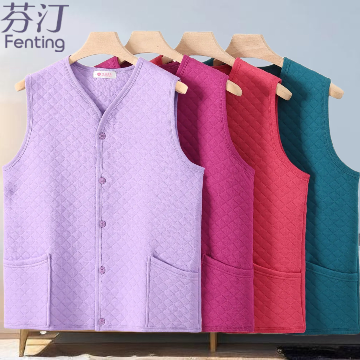 春秋冬季中老年男女款加厚保暖马甲爸爸开衫背心妈妈纯棉上衣坎肩