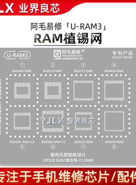 BGA496/556/376/436/366/320/256小大上盖/上层 LPDDR运存 植锡网