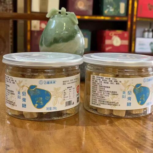 百嘉果果莱阳梨膏糖罐装儿童小孩梨膏棒棒糖老人薄荷味硬糖送老师