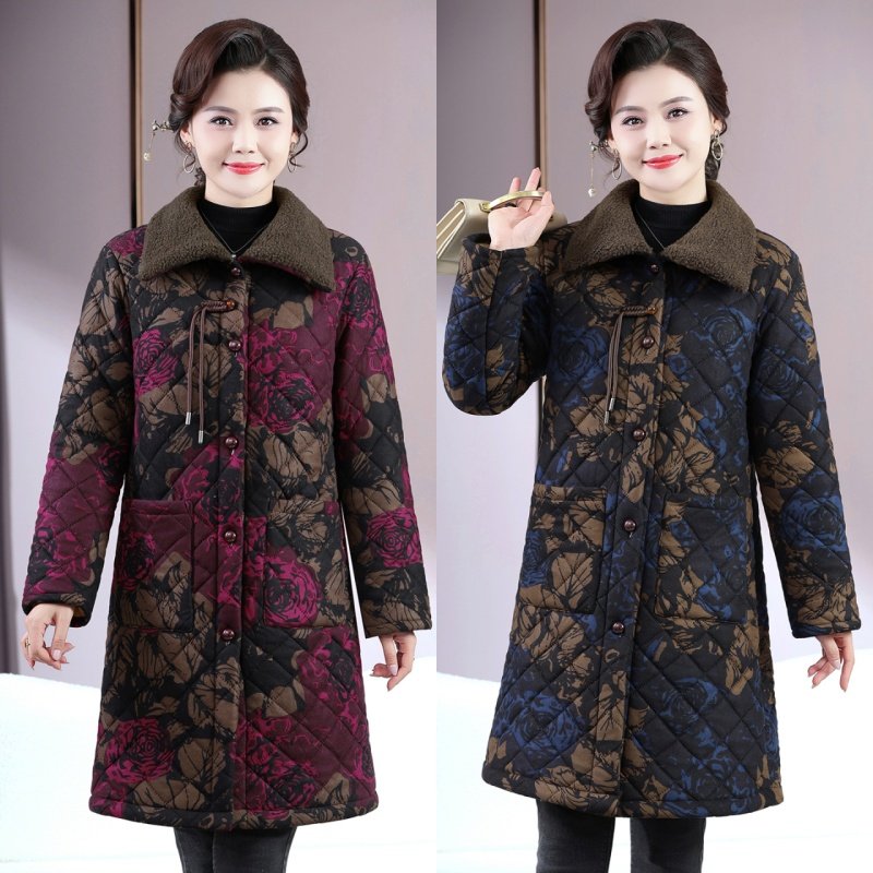 中老年人冬季棉衣女加绒碎花棉袄外套妈妈冬装加厚保暖棉服中长款,女装/女士精品,中老年女装,淘宝优惠券,粉丝福利购,淘宝优惠卷