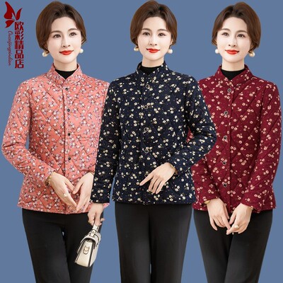 妈妈春秋装中老年女棉袄保暖外套