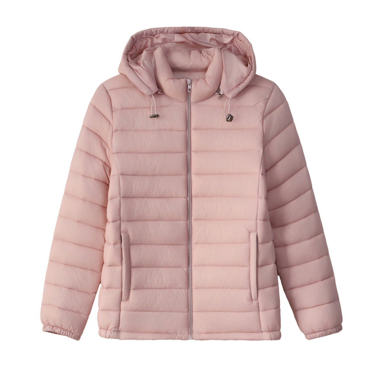 新款羽绒棉服连帽大码短款中年女士冬装拉链棉衣短款纯色保暖棉袄