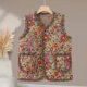 民族风加绒棉马甲女中老年妈妈装 女装 保暖背心碎花毛边坎肩外穿