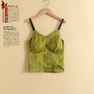 吊带 气质百搭短款 新国风香云纱提花后背弹力修身 美背女2024春夏装