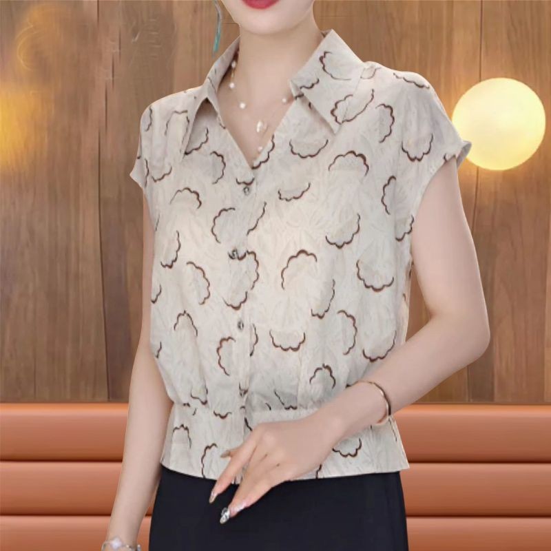 中年女妈妈装短袖翻领衬衫
