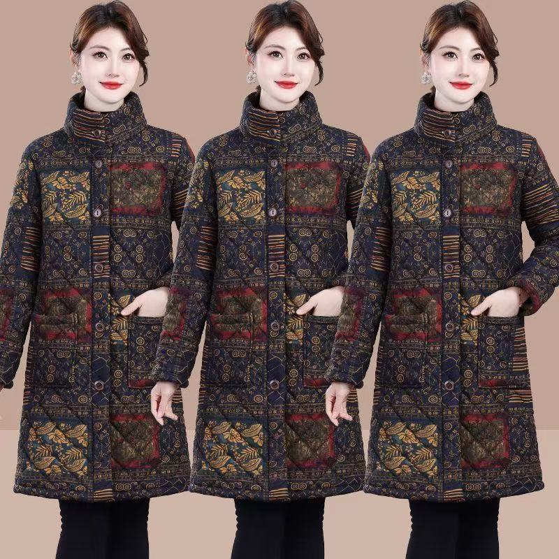冬季中长款加绒棉衣大衣棉袄