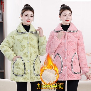 年轻妈妈新款女棉衣罩衣外套保暖加绒棉袄工作服短款加厚时尚棉服