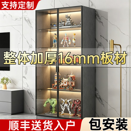 定制手办展示柜带玻璃门储物柜子