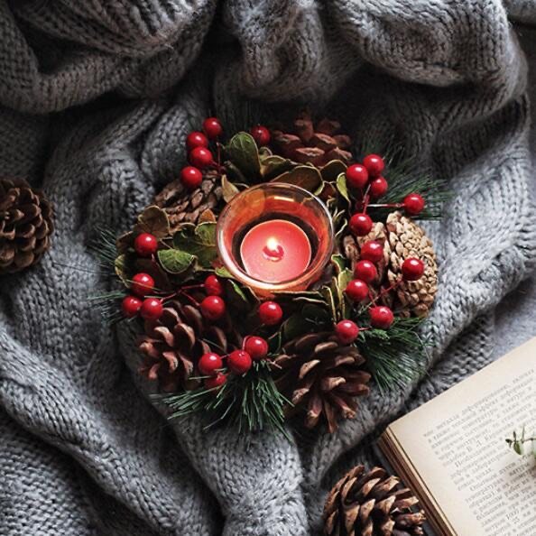 圣诞节装饰松果树枝美式乡村花环