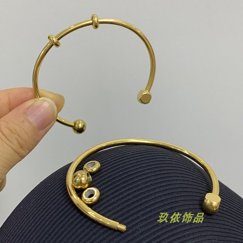 金色3mm不锈钢开口素圈手镯DIY