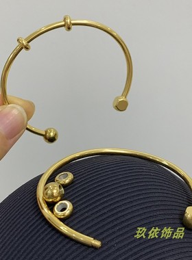 金色3mm不锈钢开口素圈手镯DIY