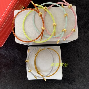 2mm可调节细款防水钢丝绳手绳穿串转运珠编织皮质手链本命年红绳