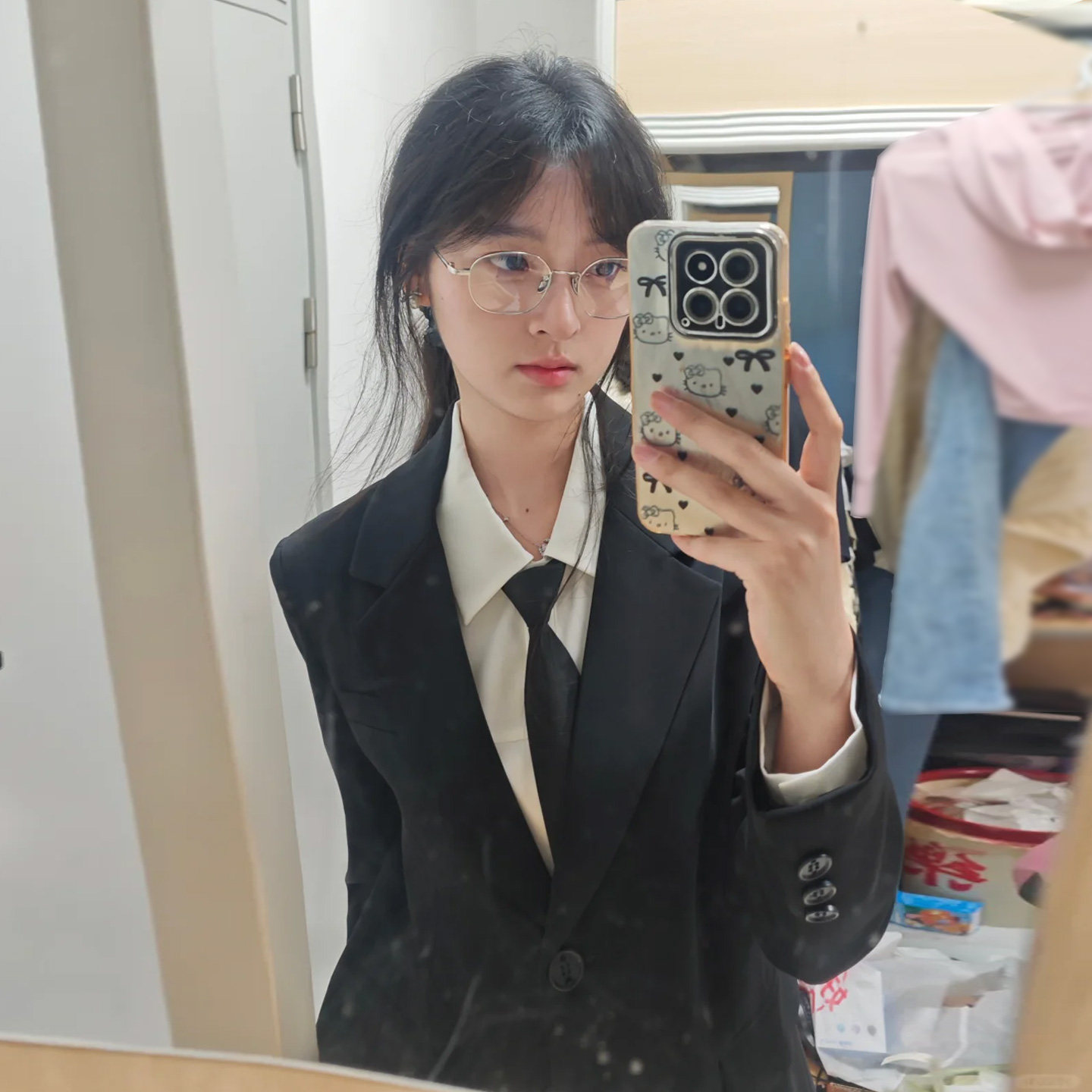 黑色西装外套女春秋高级感学院风穿搭职业正装大学生面试西服套装