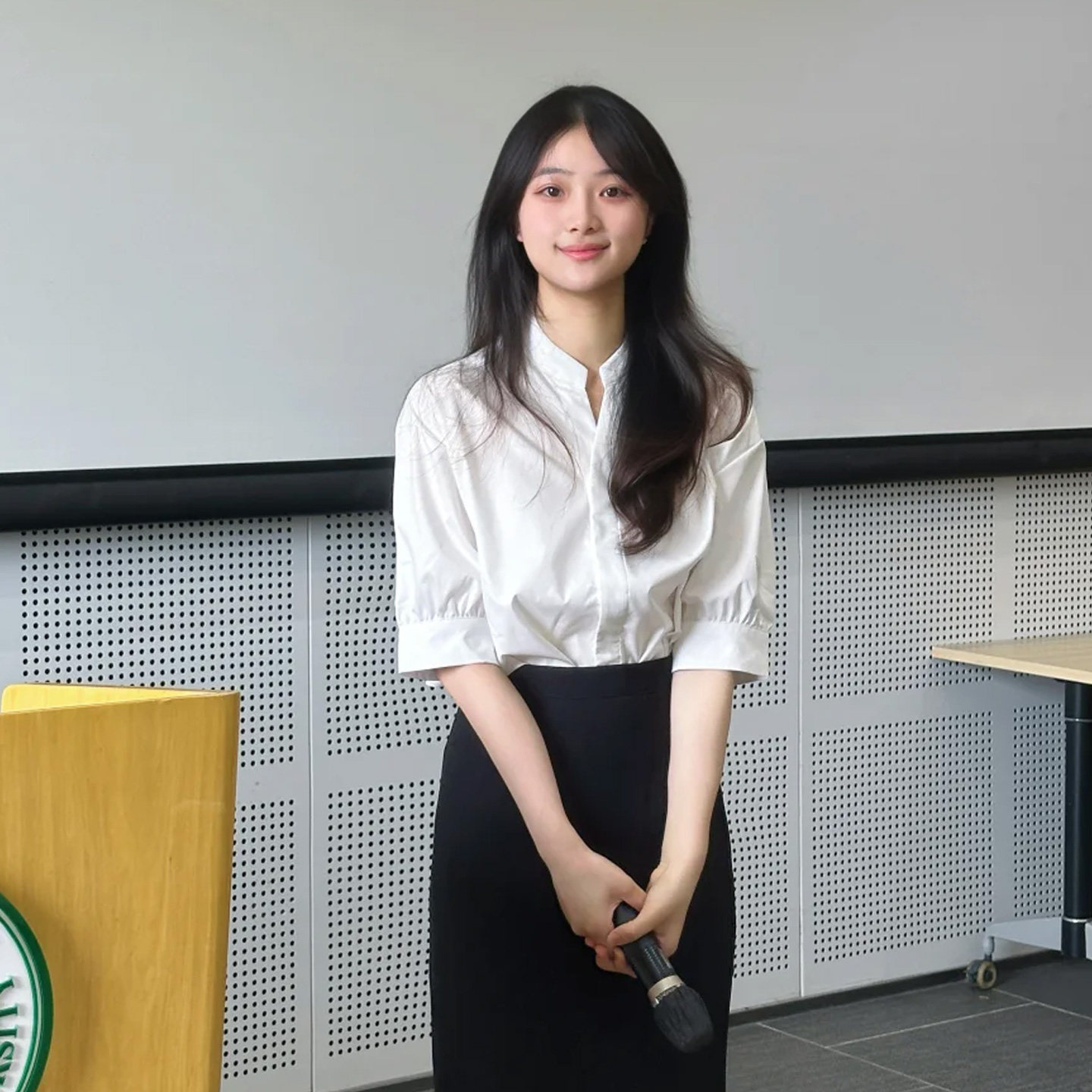 白色立领雪纺衬衫女士短袖夏季职业通勤上衣教资面试正装纯棉衬衣