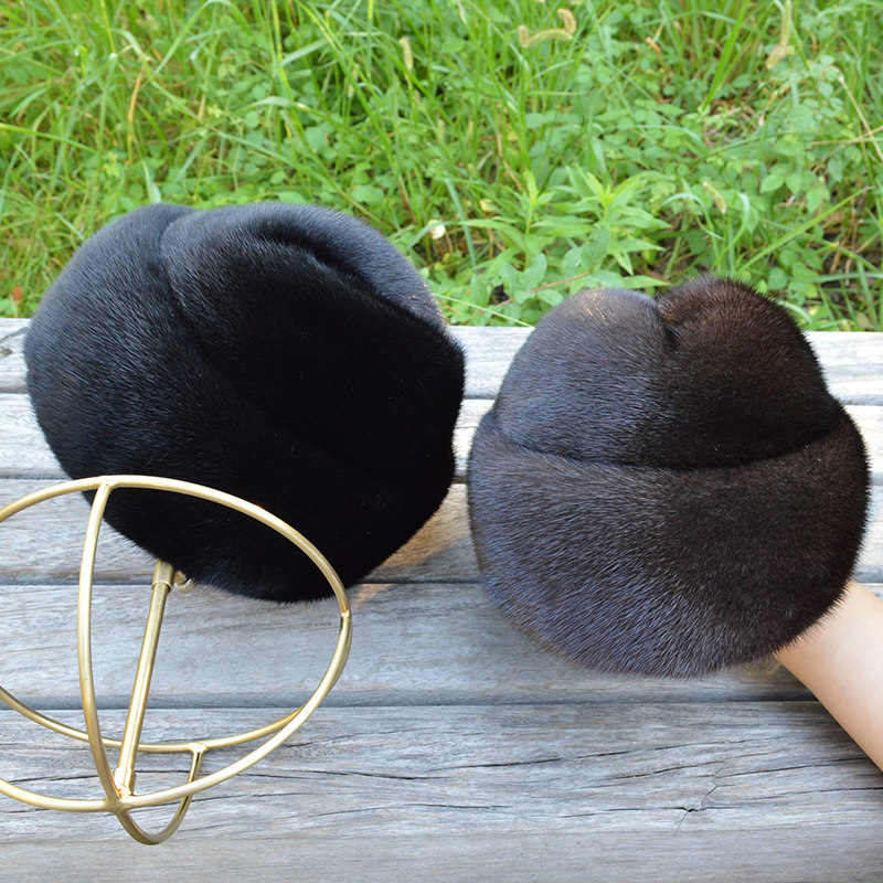 貂皮帽子男整貂冬季中老年水貂帽子老人保暖休闲貂毛地主帽皮草帽