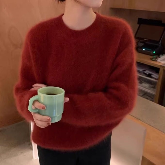 加厚高比例浣熊绒羊毛毛衣